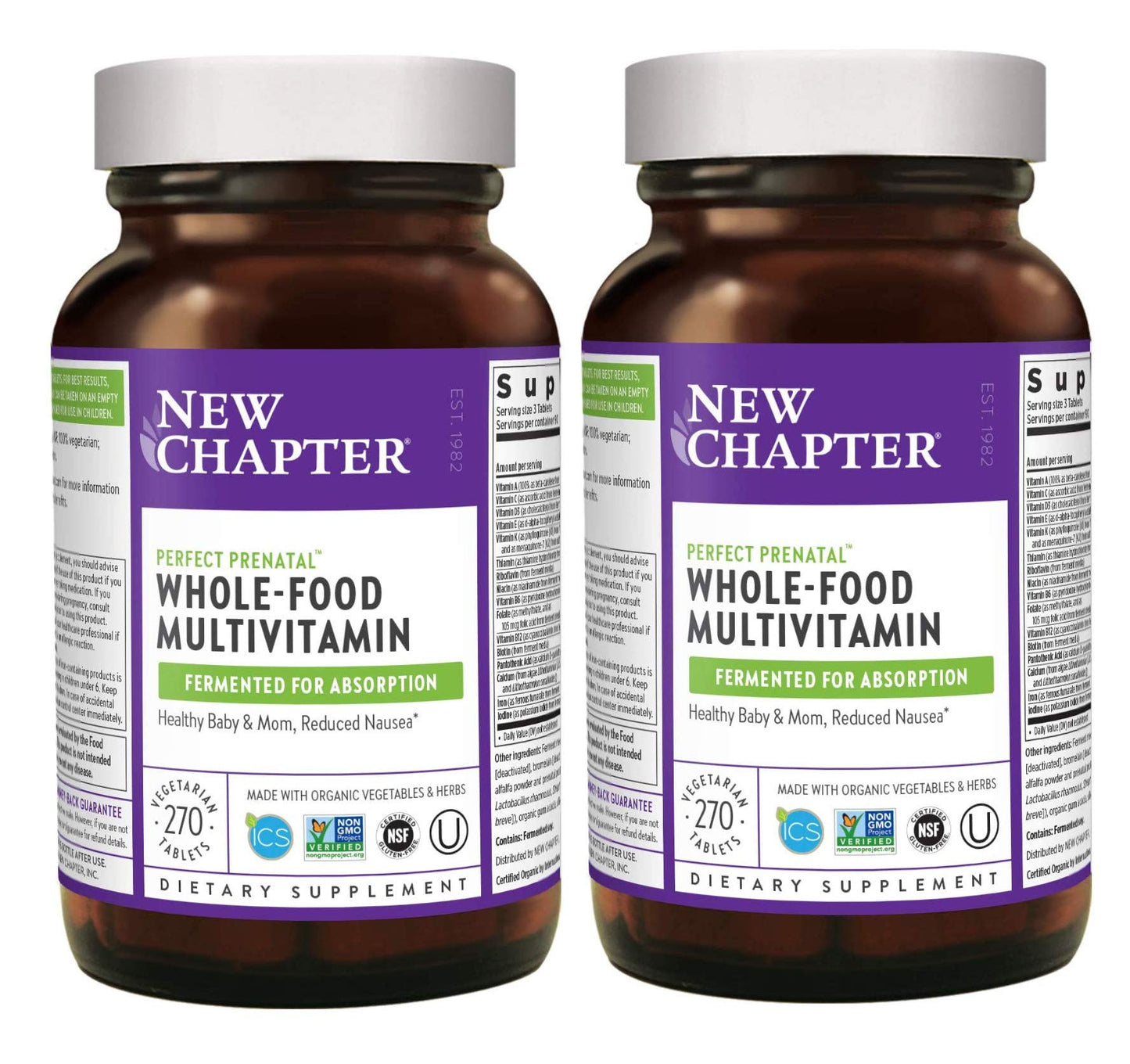 Frontal Envase Multivitamínico Prenatal New Chapter 270 tabletas