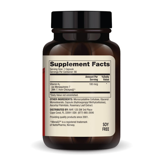 Frontal envase vitamina K2 Dr Mercola 90 cápsulas sin gluten