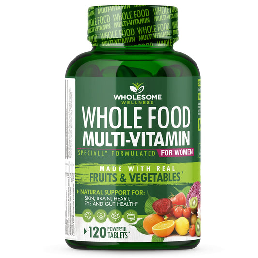 frontal de multivitaminas de alimentos integrales