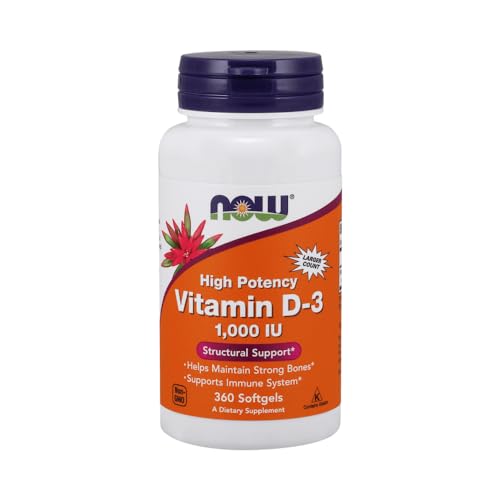 Frontal paquete cápsulas blandas vitamina D3 NOW 360 unidades