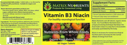 Frontal paquete Matrix Nutrients Vitamina B3 Niacina