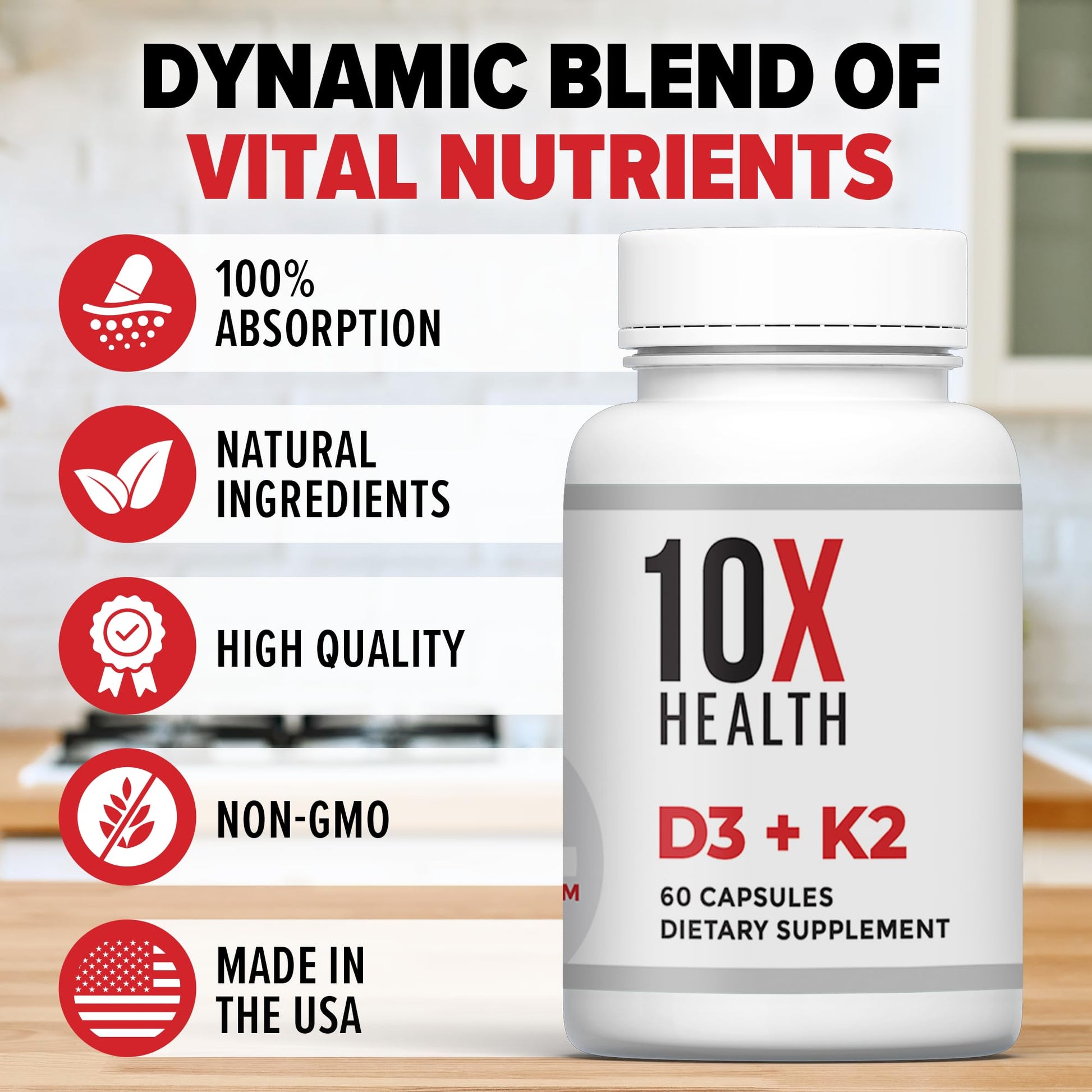 Frontal suplemento 10X Health vitamina D3 K2