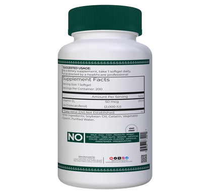 Frontal suplemento vitamina D3 2000 UI Premium Vitamin