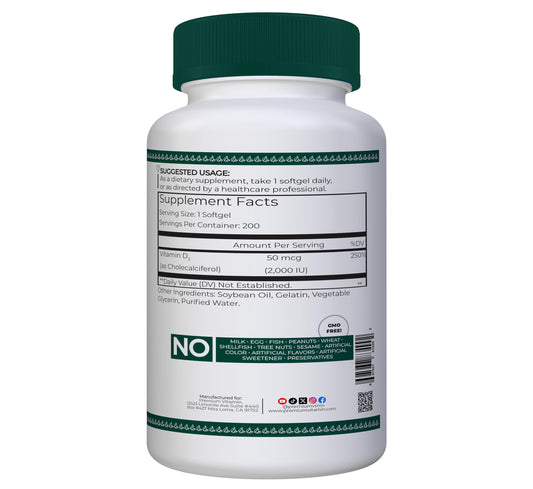 Frontal suplemento vitamina D3 2000 UI Premium Vitamin