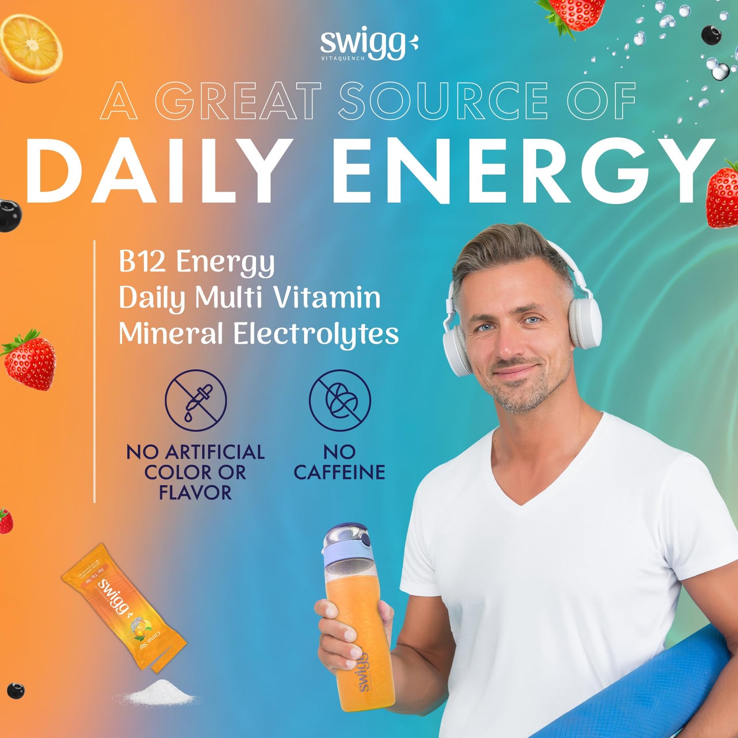 Fuente diaria de energía - Swigg Citrus Sip sin sabores artificiales.