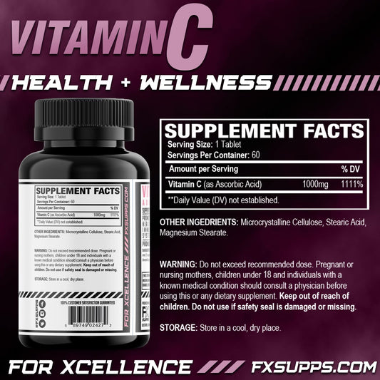 Botella suplemento vitamina c FXSUPPS 100 cápsulas