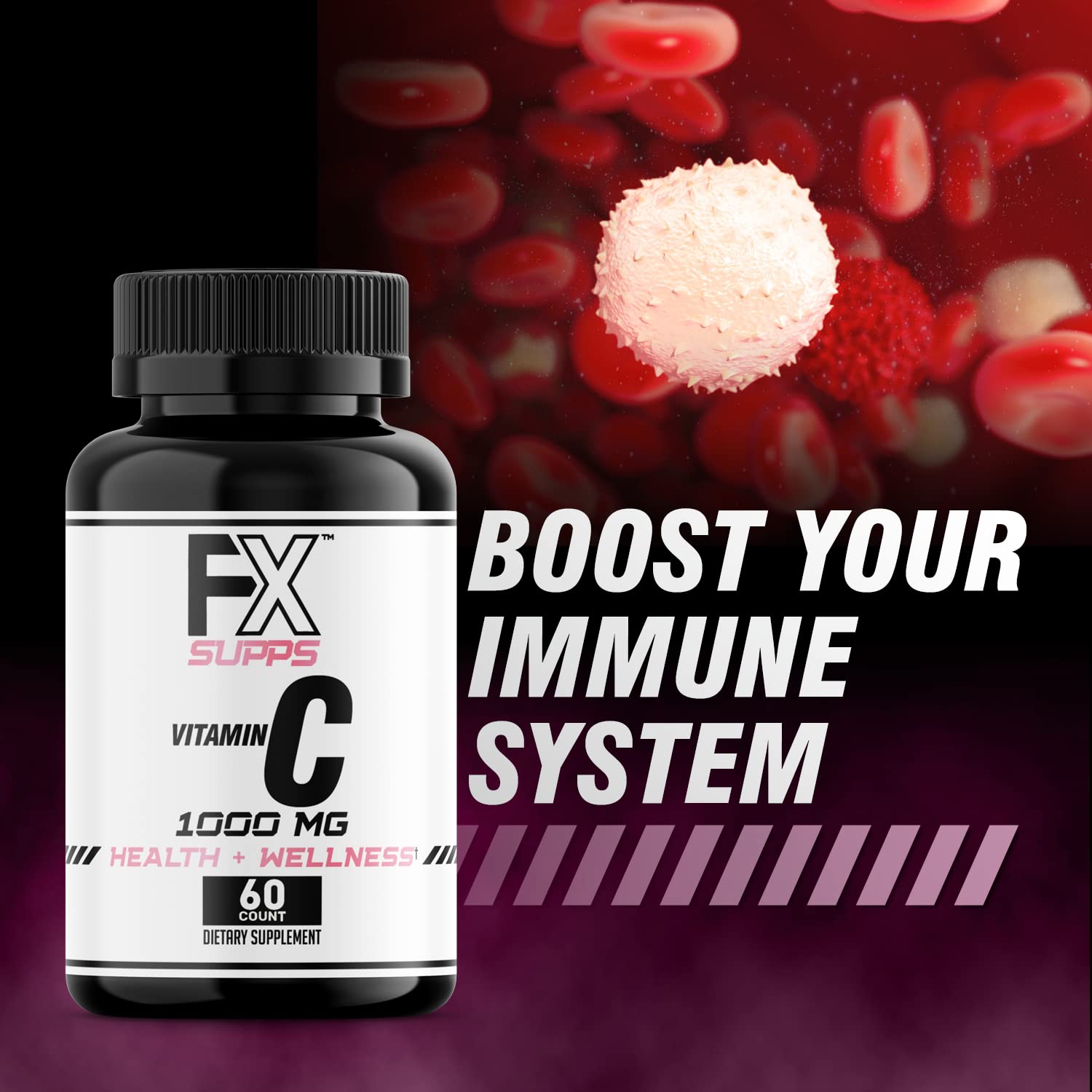 Detalle cápsulas vitamina c FXSUPPS vegan-friendly