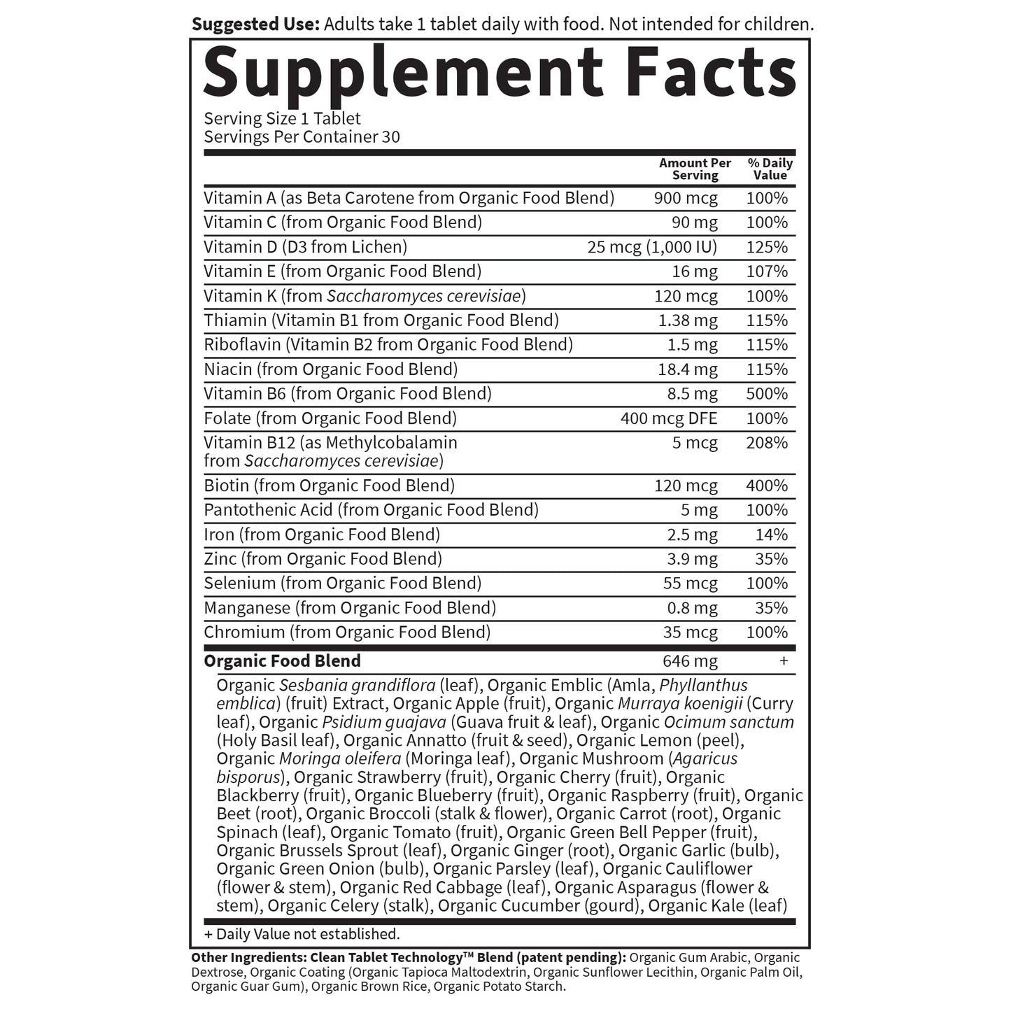 Comparación de tamaño Garden of Life Multivitamínico Mujer