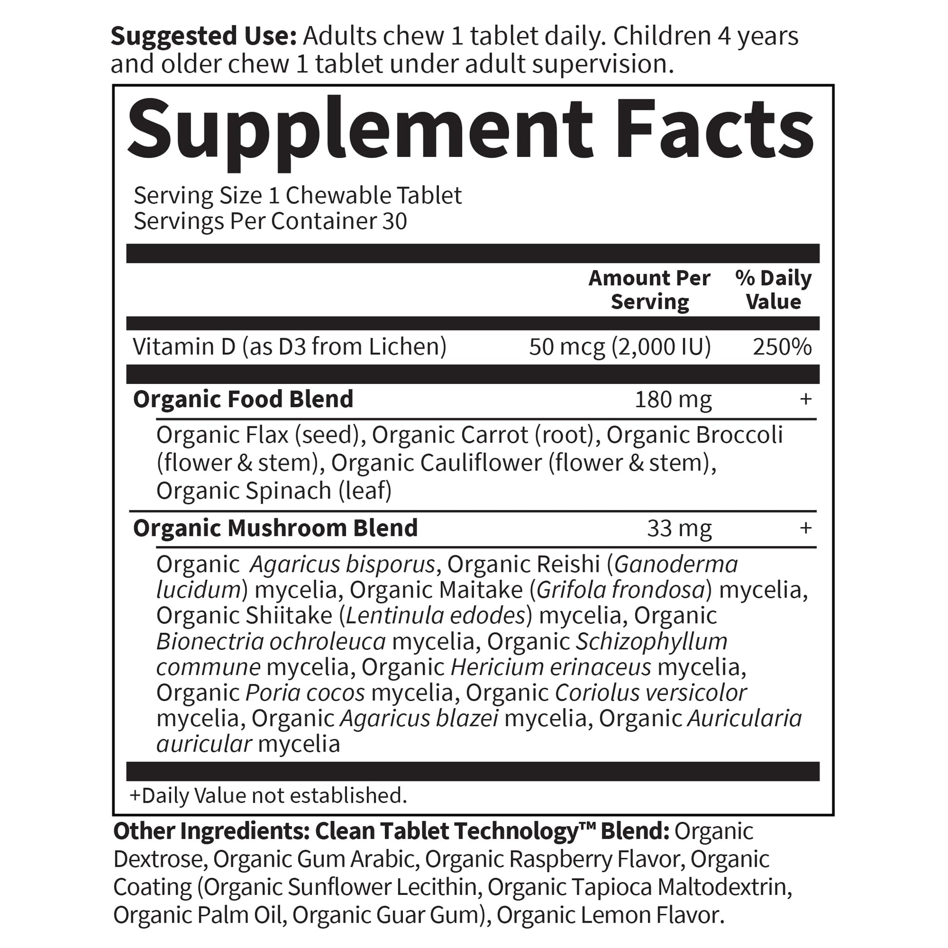 Caja vitamina D3 vegana frambuesa limón 30 tabletas