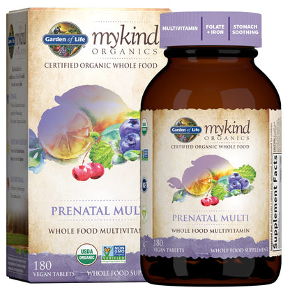 Caja multivitamínico prenatal Garden of Life con cápsulas blandas DHA