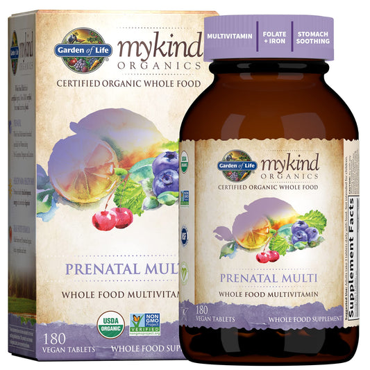 Caja multivitamínico prenatal Garden of Life con cápsulas blandas DHA
