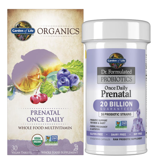 Garden of Life paquete prenatal multivitamínico y probiótico orgánico