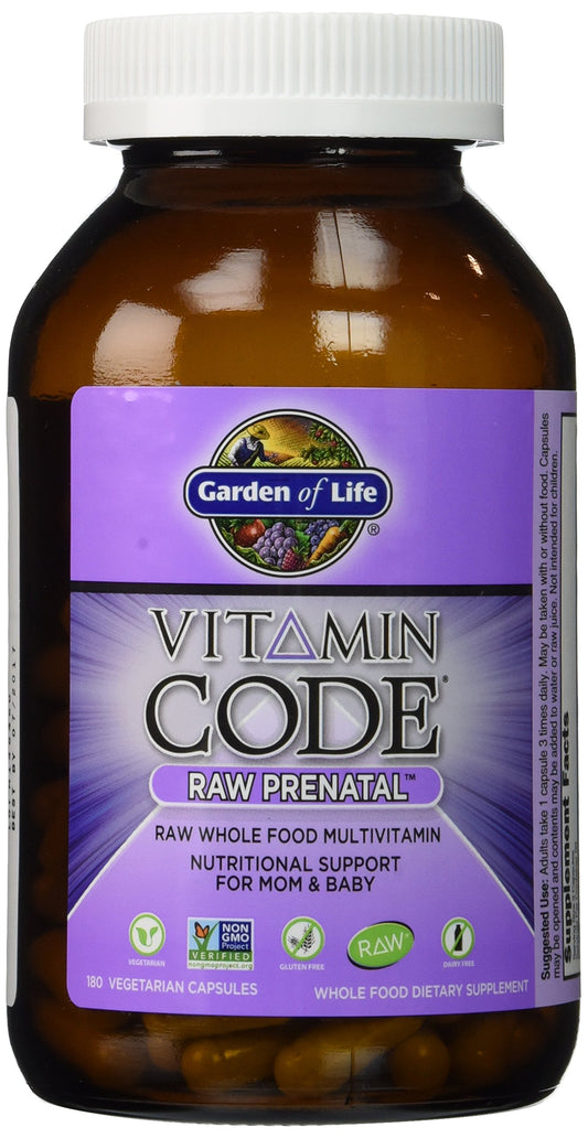 Garden of Life Vitamin Code Raw Prenatal 180 cápsulas botella