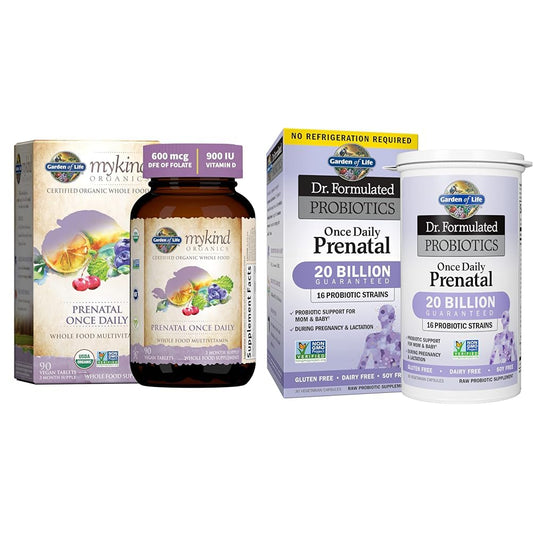 Vitamina prenatal Garden of Life probióticos 30 cápsulas frasco