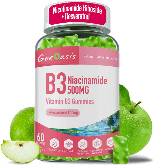 Geeoasis gomitas niacinamida vit b3 con resveratrol veganas