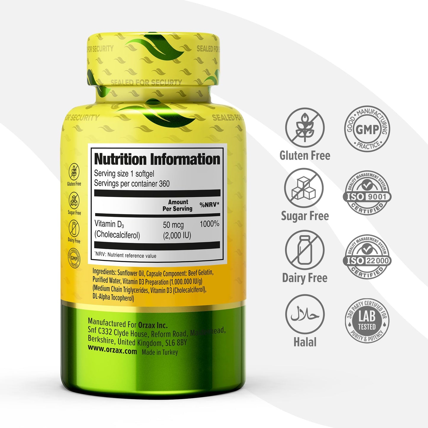 Gelblandas ORZAX vitamina D3 para salud inmune y muscular