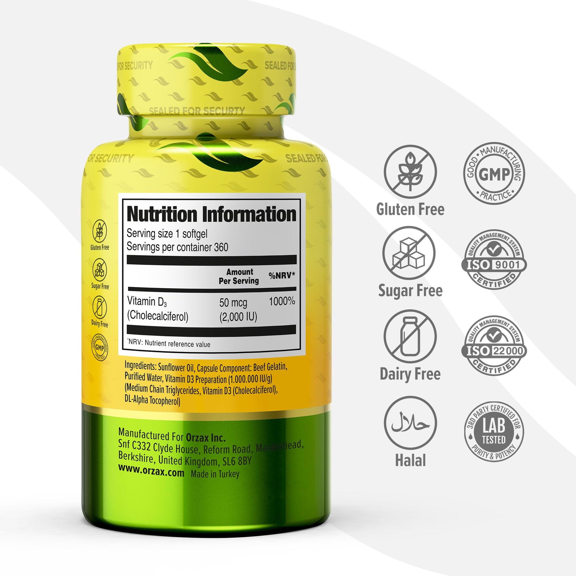 Gelblandas ORZAX vitamina D3 para salud inmune y muscular