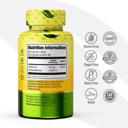 Gelblandas ORZAX vitamina D3 para salud inmune y muscular