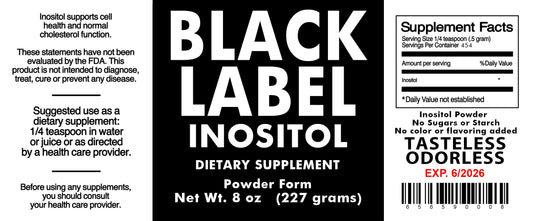 Generic Black Label suplemento polvo inositol 2.19 libras