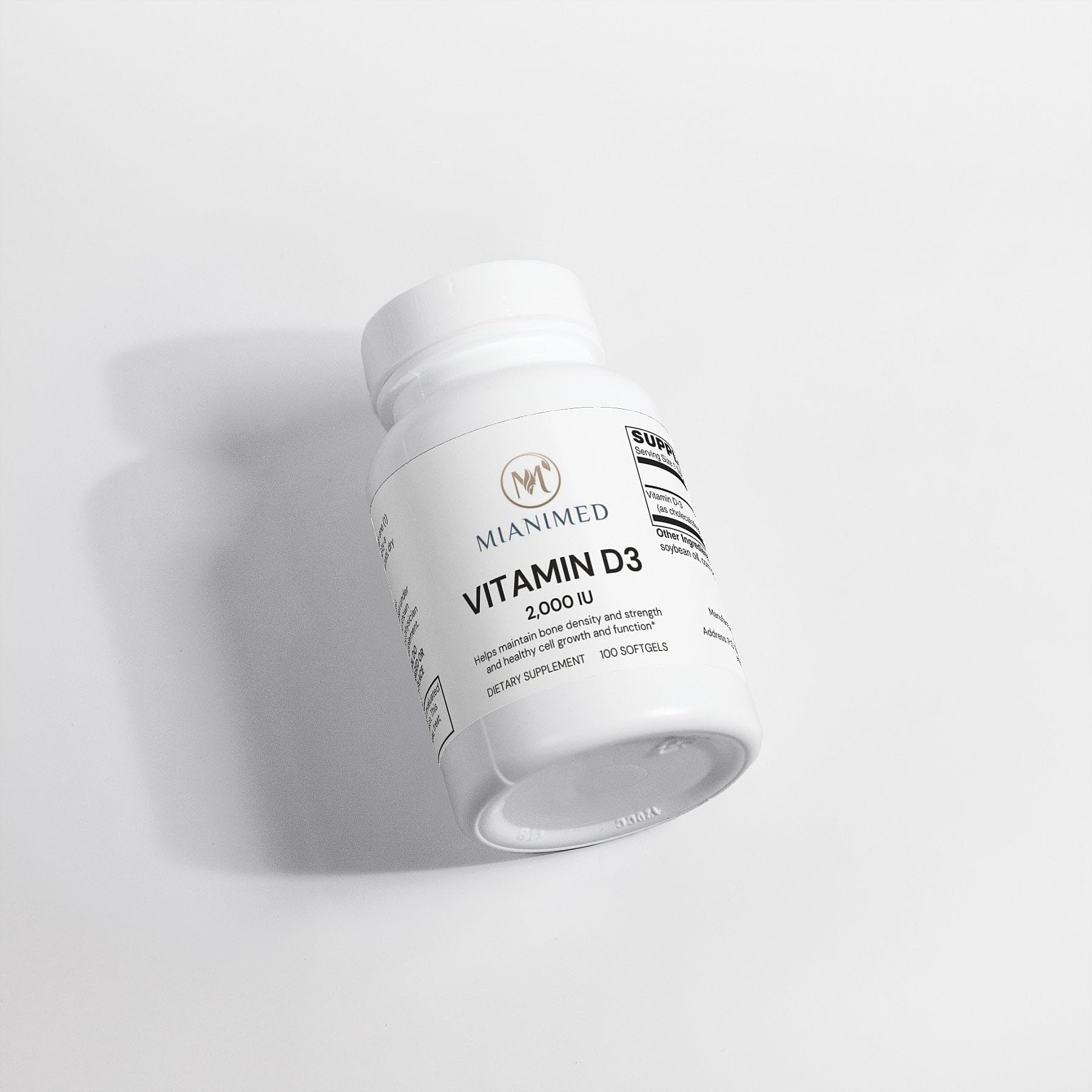 Envase trasero Generic MIANIMED vitamina d3 2000 ui suplemento premium