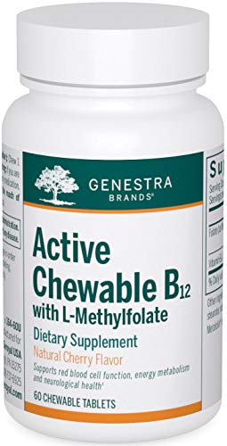 Genestra B12 masticable L-Metilfolato caja frontal sabor cereza