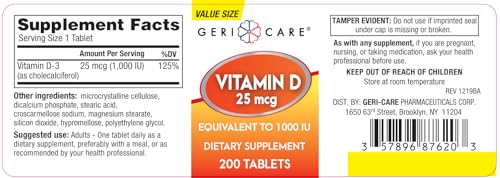 GeriCare suplementa vitamina d3 1000 ui beneficios salud general