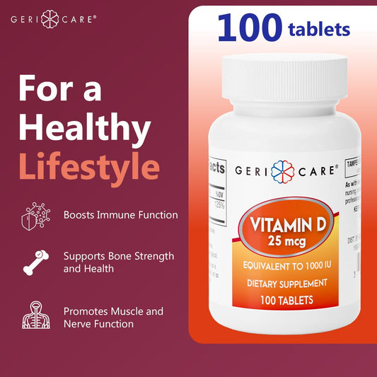Envase de GeriCare vitamina D con etiqueta