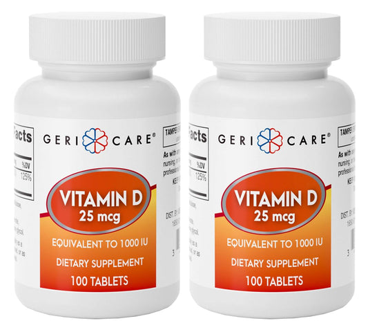 GeriCare vitamina D 25mcg tabletas botella frontal