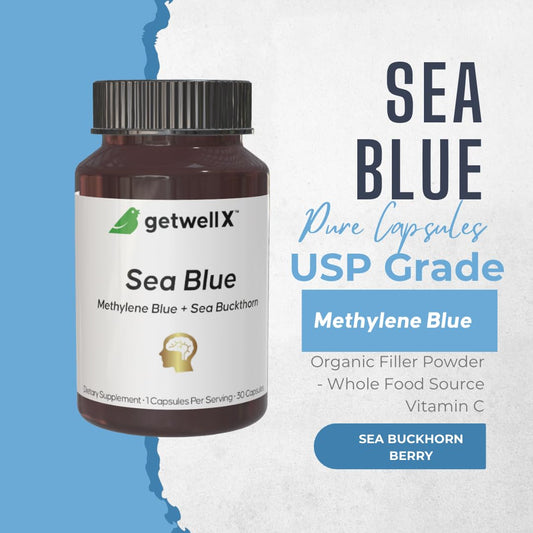 Getwell X azul de metileno cápsulas paquete 30ct