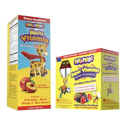 Botella de jarabe multivitamínico GirafKids para niños
