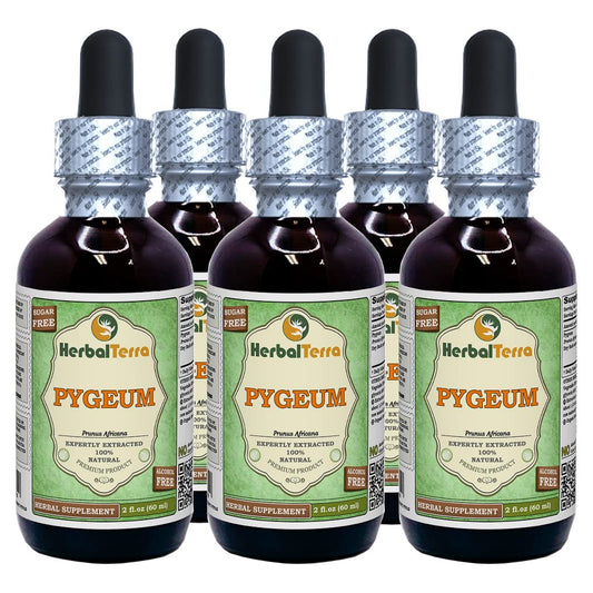 Glicerita de Cereza Africana Pygeum en frasco con etiqueta HerbalTerra