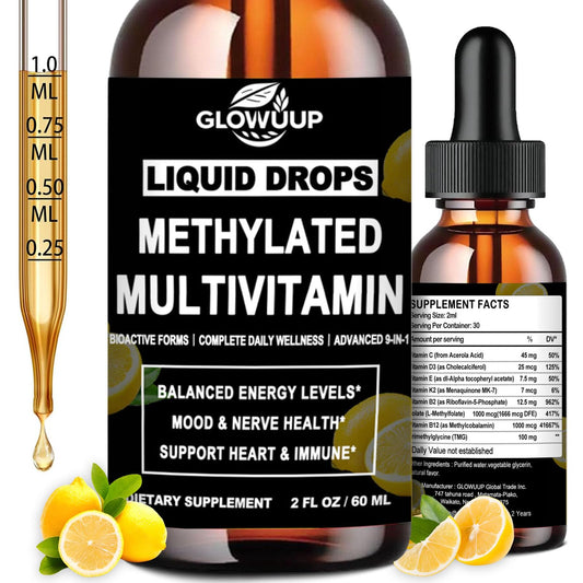 Frasco de gotas líquidas multivitamínico metilado GLOVVUUP