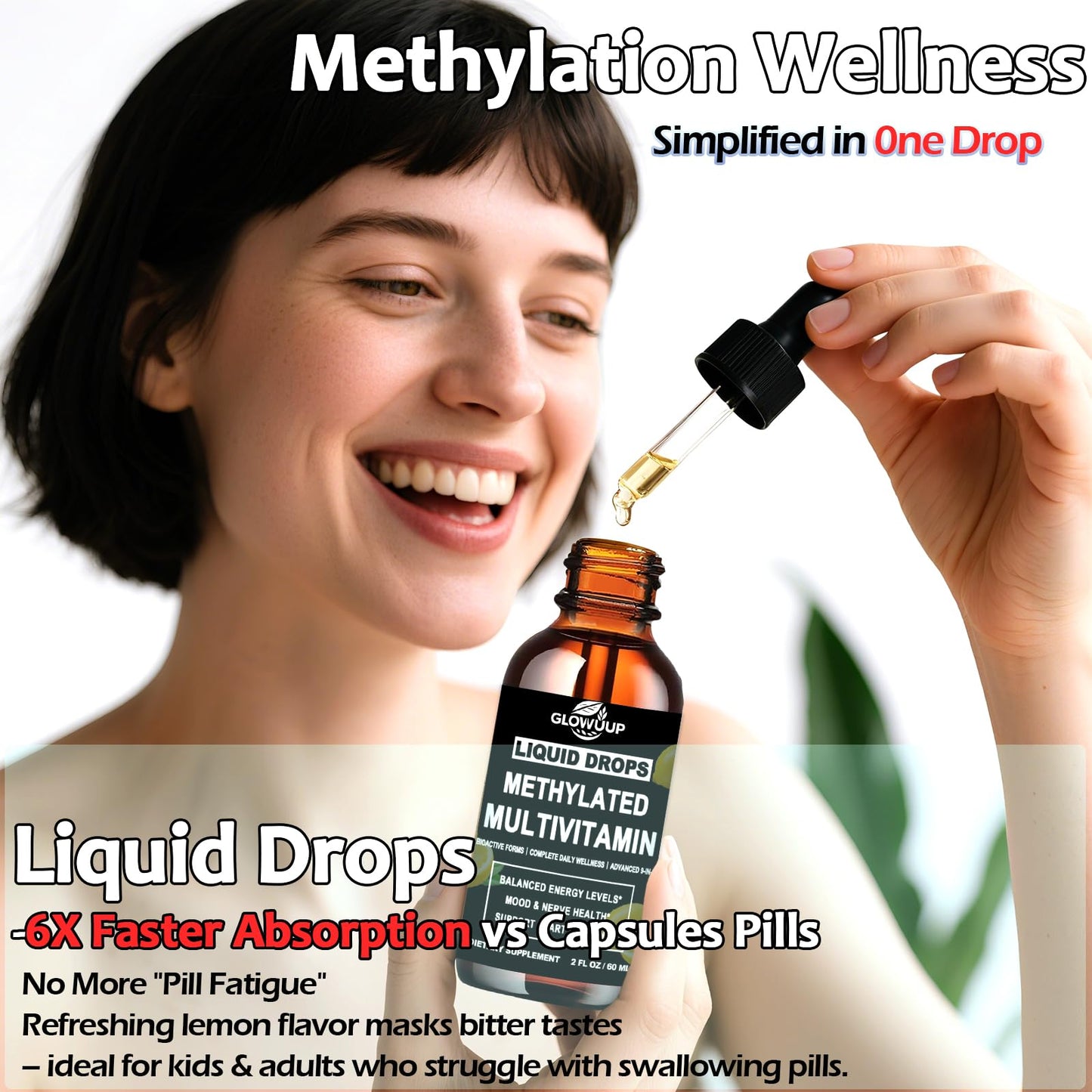 Suplemento líquido con vitaminas B12 metilada y folato GLOVVUUP