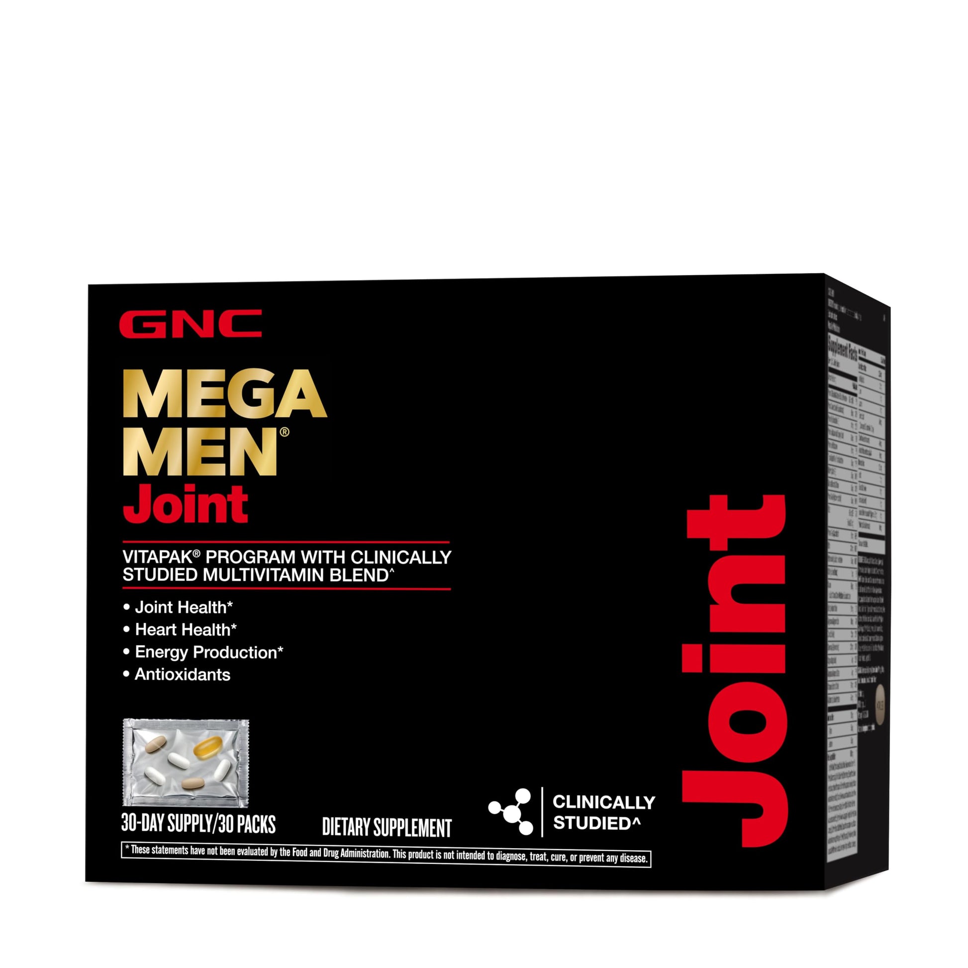 Caja del programa GNC Mega Men Joint Vitapak para nutrición completa