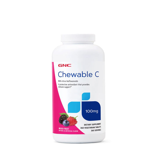 gnc vitamina c 100mg gomas masticables sabor frutas mixtas