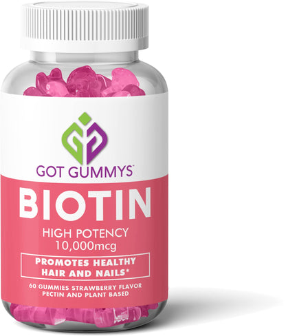 Gomas biotina 10,000mcg para cabello y uñas saludables.