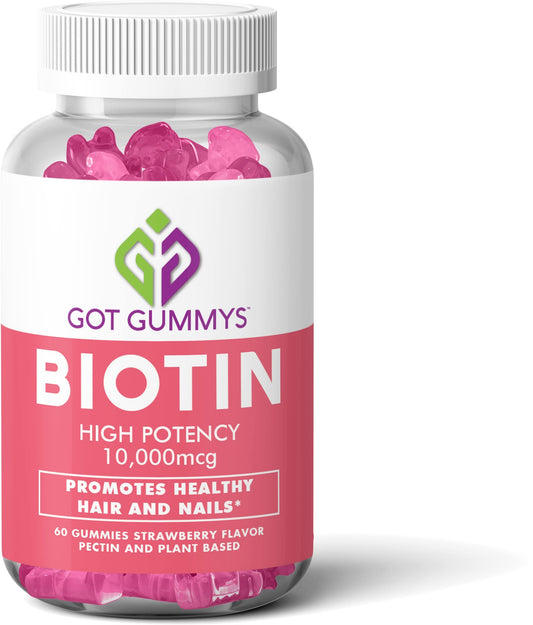 Gomas biotina 10,000mcg para cabello y uñas saludables.