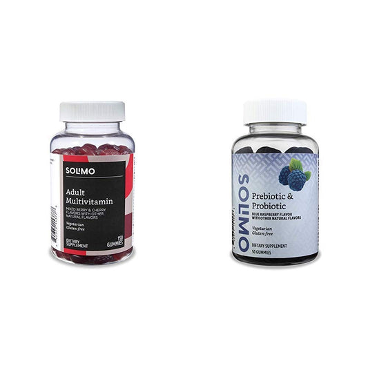 botellas de gomas multivitamínicas y probióticas solimo