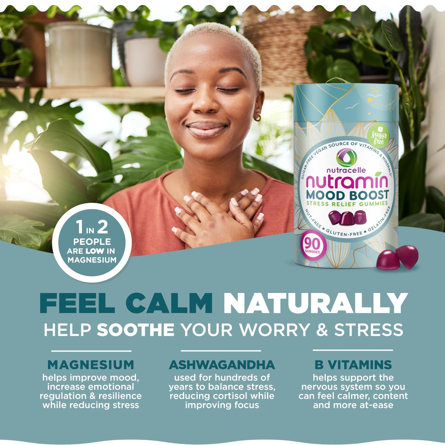 Gomas Nutramin para releax natural y enfoque.