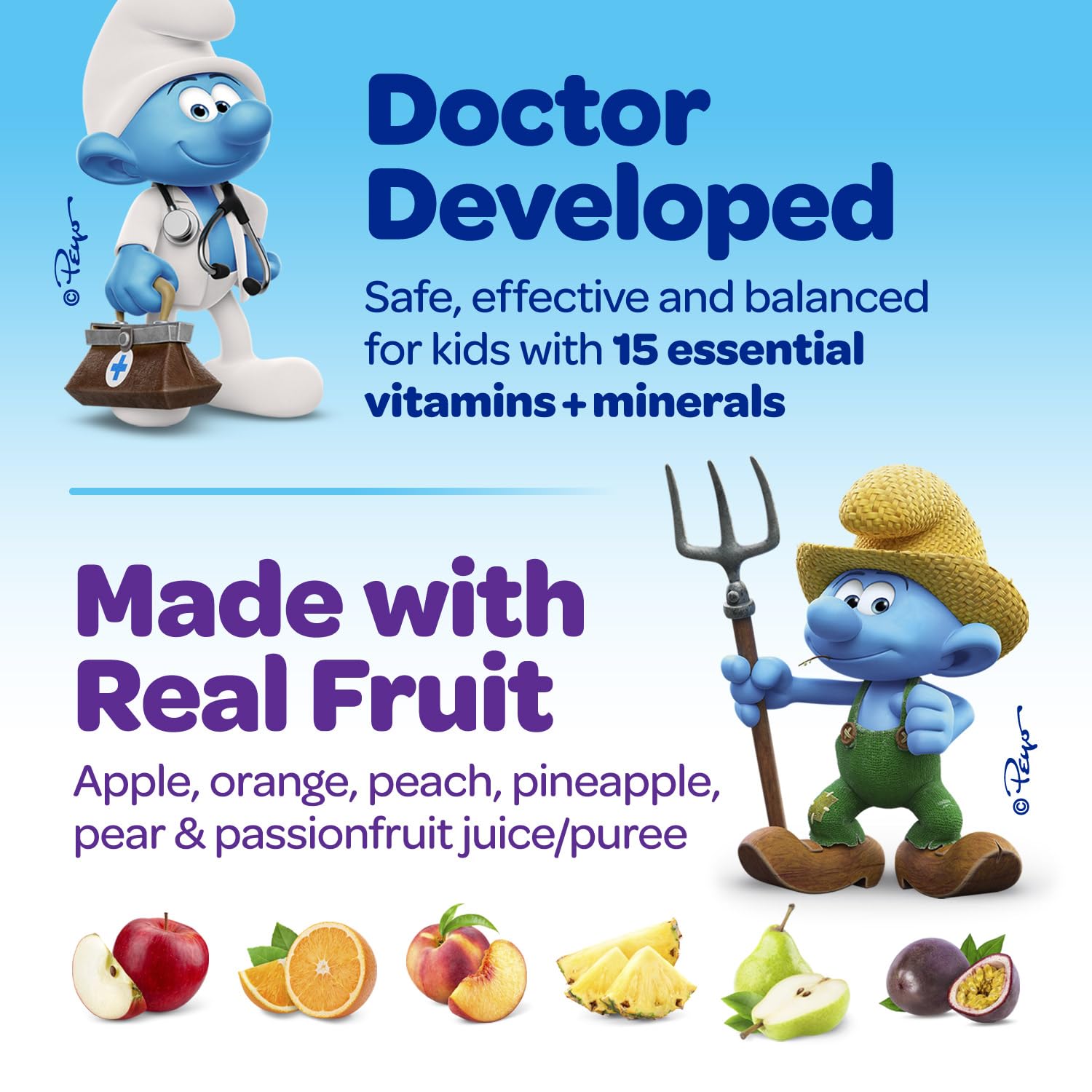 Gomas de los Pitufos con fruta real