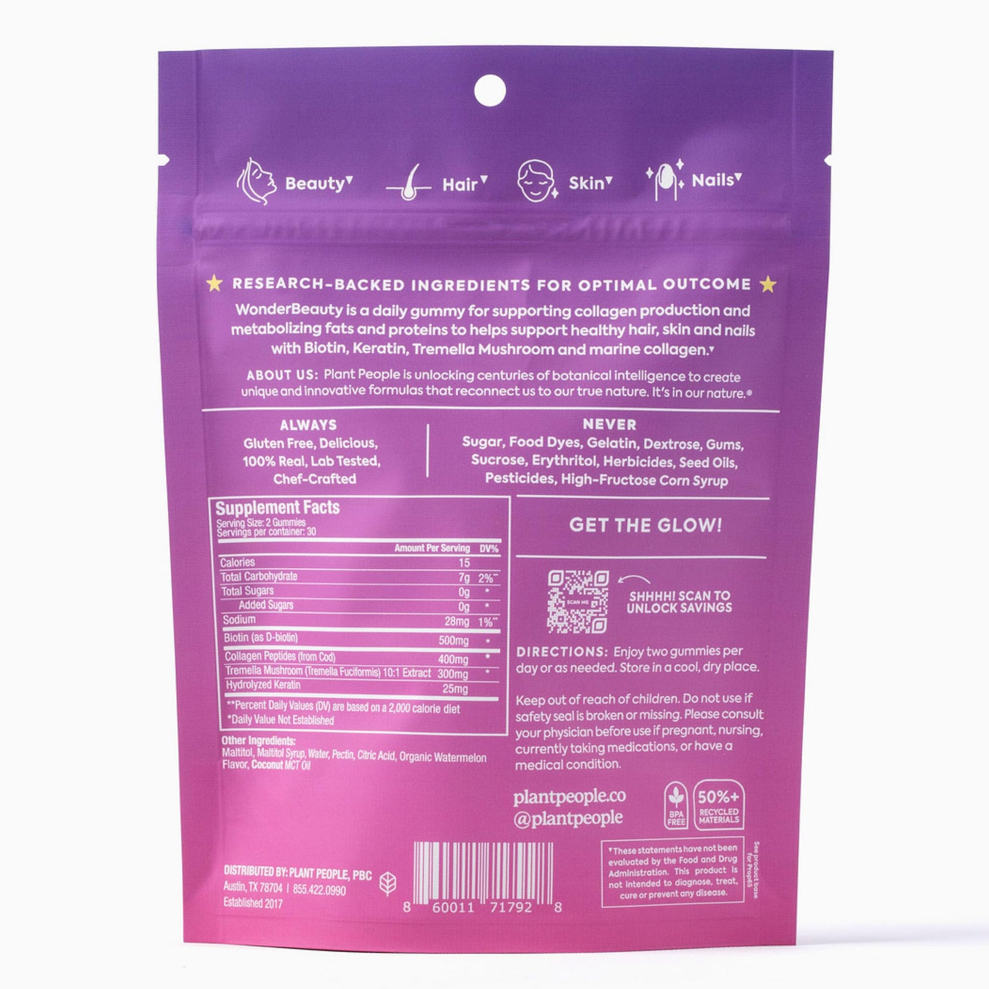 Gomas Wonderbeauty con empaque reciclable