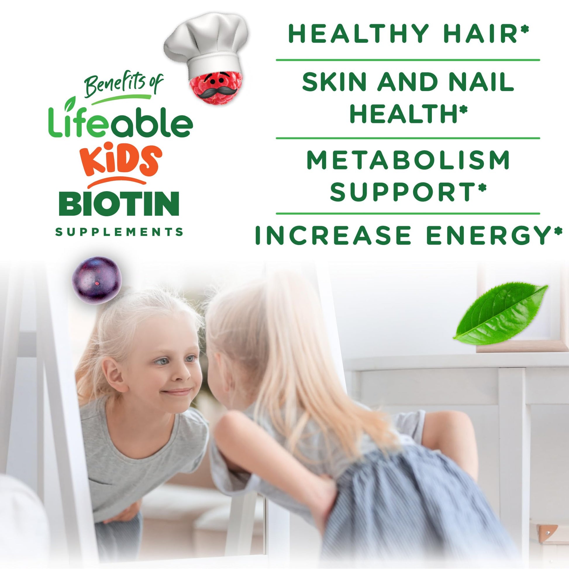 Gominolas de biotina Lifeable con sabor frambuesa natural