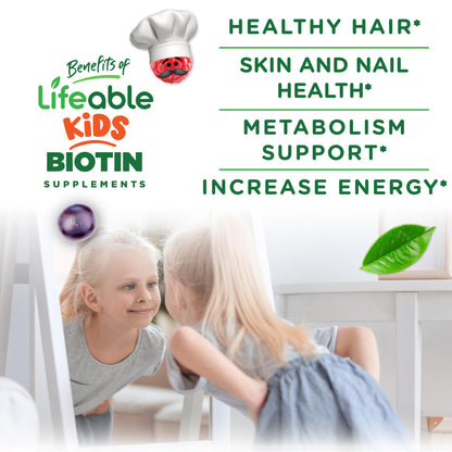 Gominolas de biotina Lifeable con sabor frambuesa natural