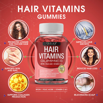 Gominolas para cabello piel y uñas Toplux 60 unidades sabor berries