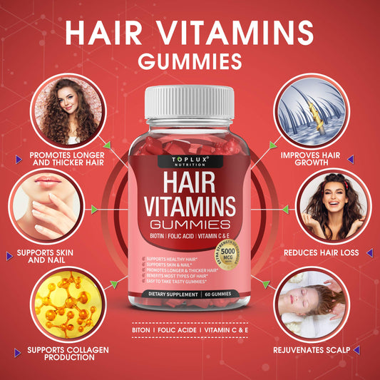 Gominolas para cabello piel y uñas Toplux 60 unidades sabor berries