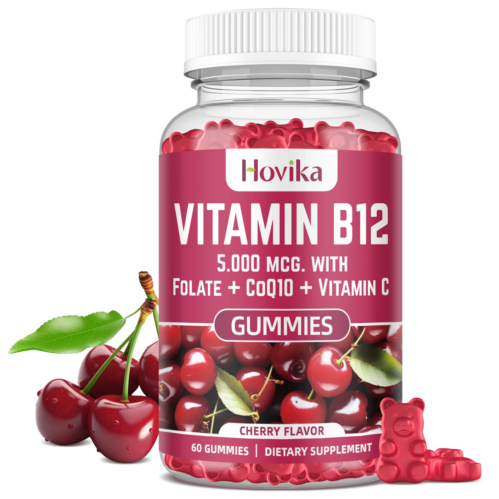Gominolas complejo vitamina B12 5000 mcg sabor cereza Hovika