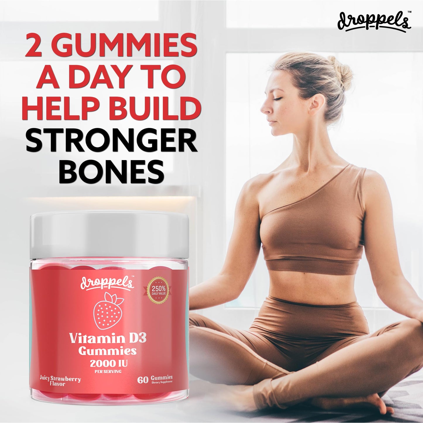 Gominolas Droppels vitamina d3 2000 ui para soporte óseo y muscular