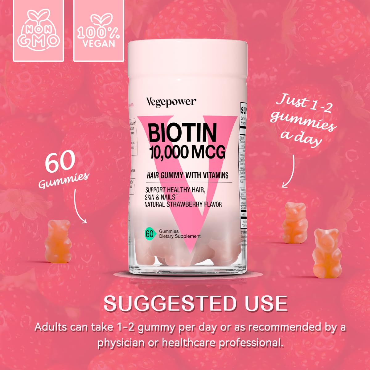 Gominolas fresa biotina para salud familiar