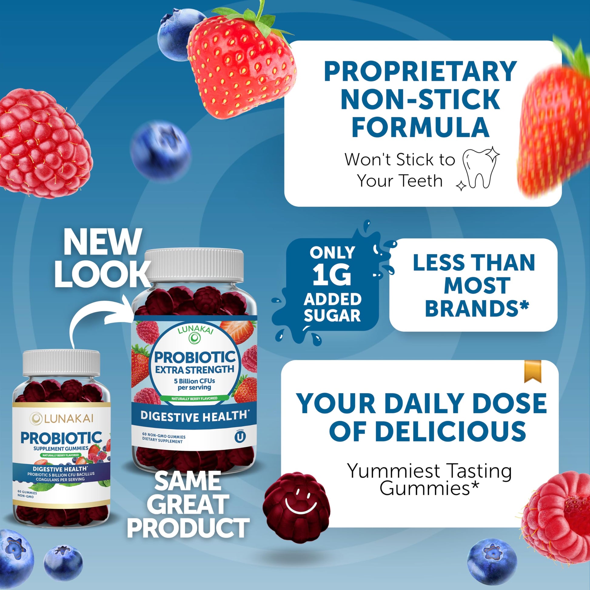 Gominolas Lunakai vitaminas y probióticos vistas frontales