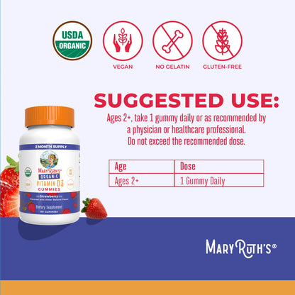 Gominolas MaryRuth's vitamin D3 con sabor a fresa orgánico